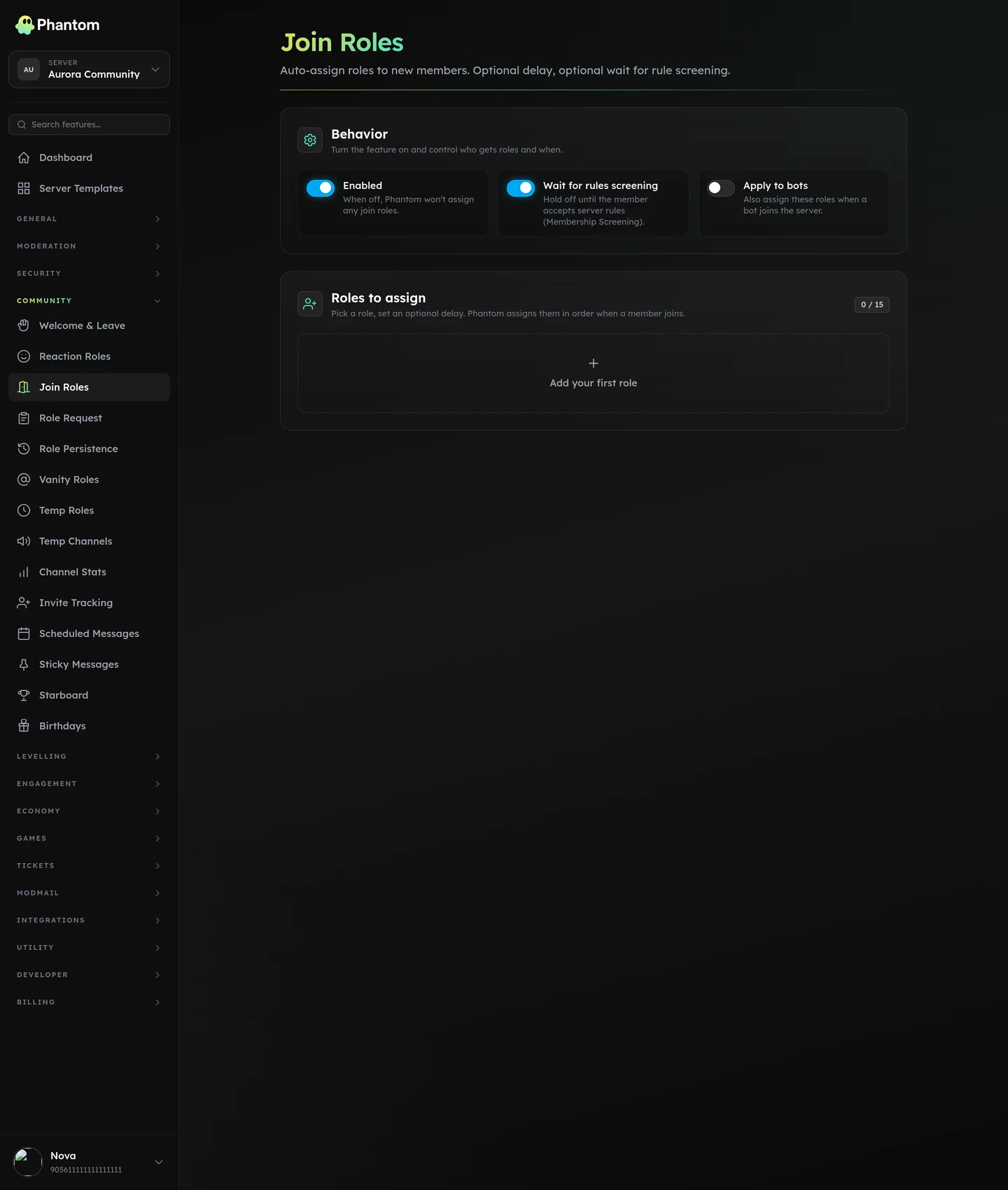 Phantom join roles settings automatically granting roles to new Discord members