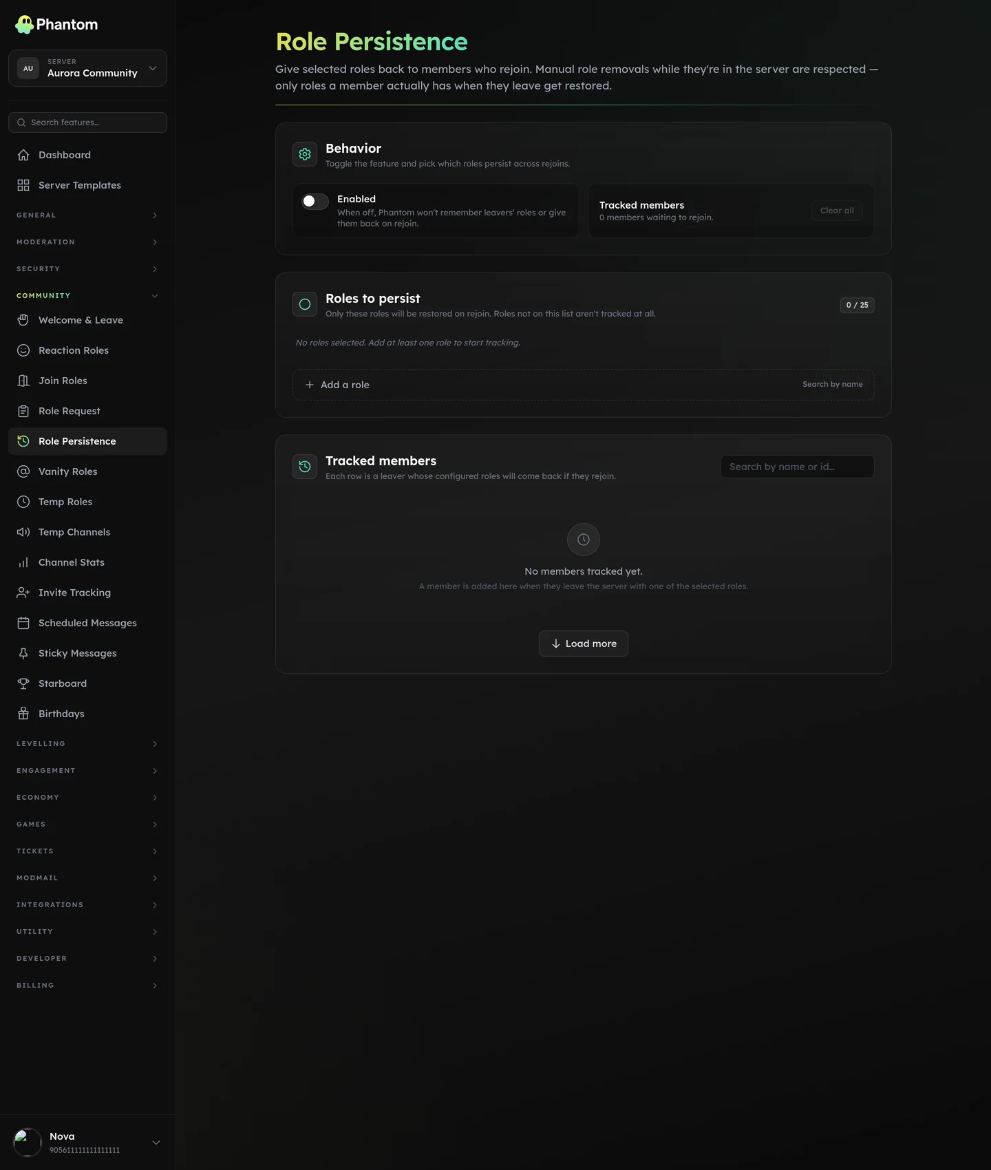 Phantom role persistence settings restoring Discord roles when a member rejoins